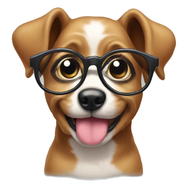 Puppy face with giant eyes and glasses sticker
