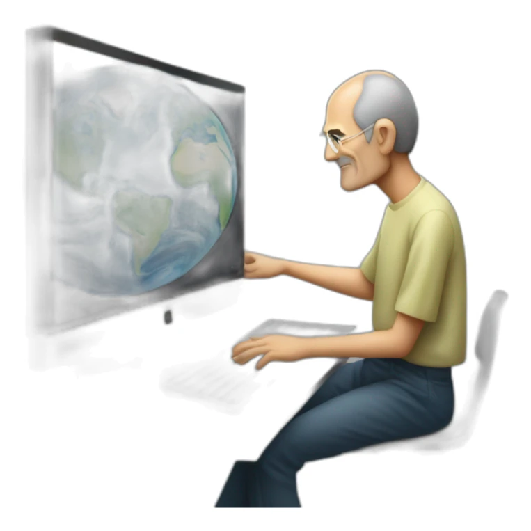 Steve jobs sentado sobre el planeta tierra sticker