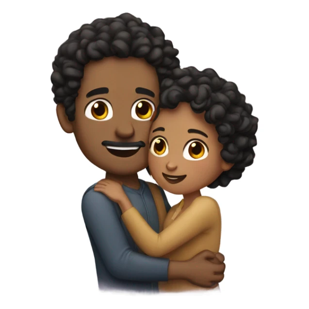 man with black curly hair hugging woman with brown long wavy  sticker