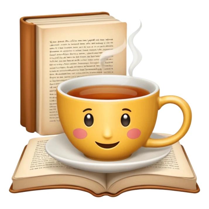 Book in a cup of tea sticker