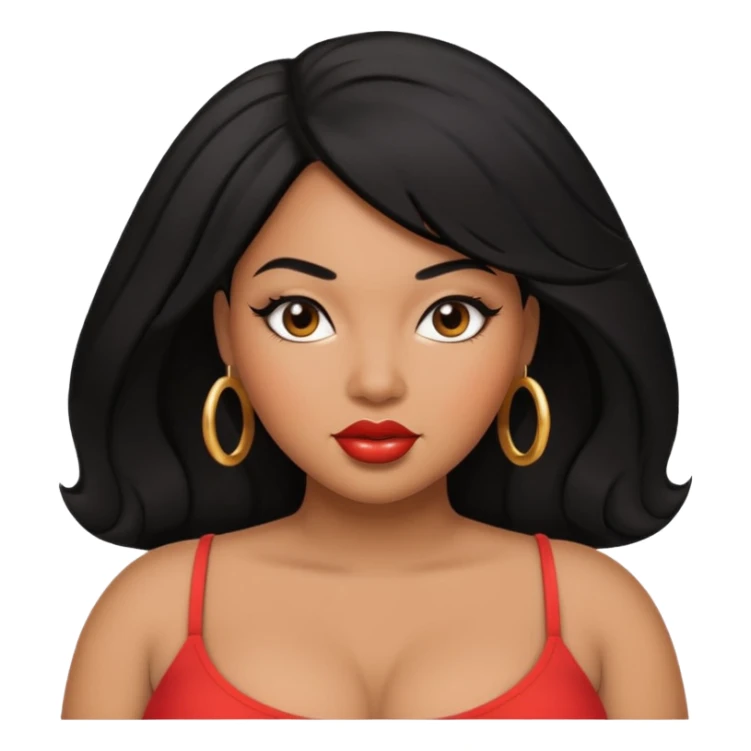 sfw curvy black hair baddie with nice lips sticker