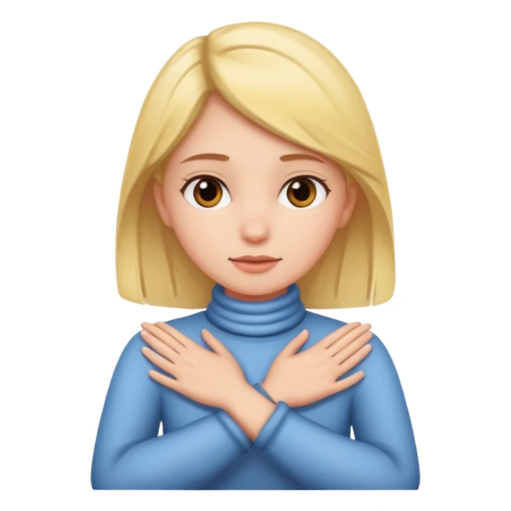 a girl crossing her hands around her neck  sticker