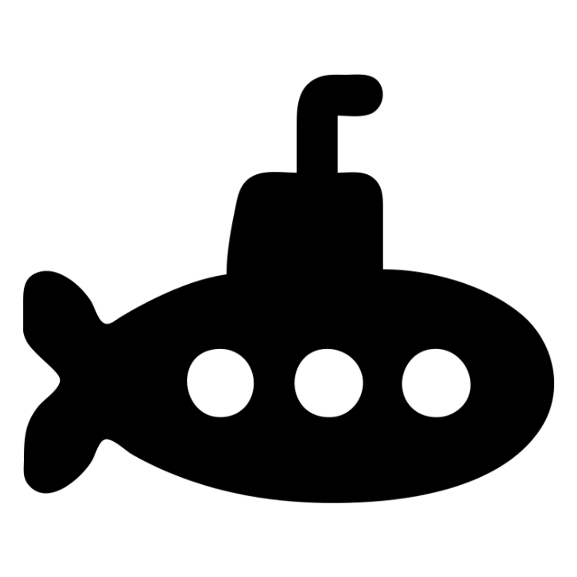 submarine, solid black icon style, strong silhouette, no interior details sticker