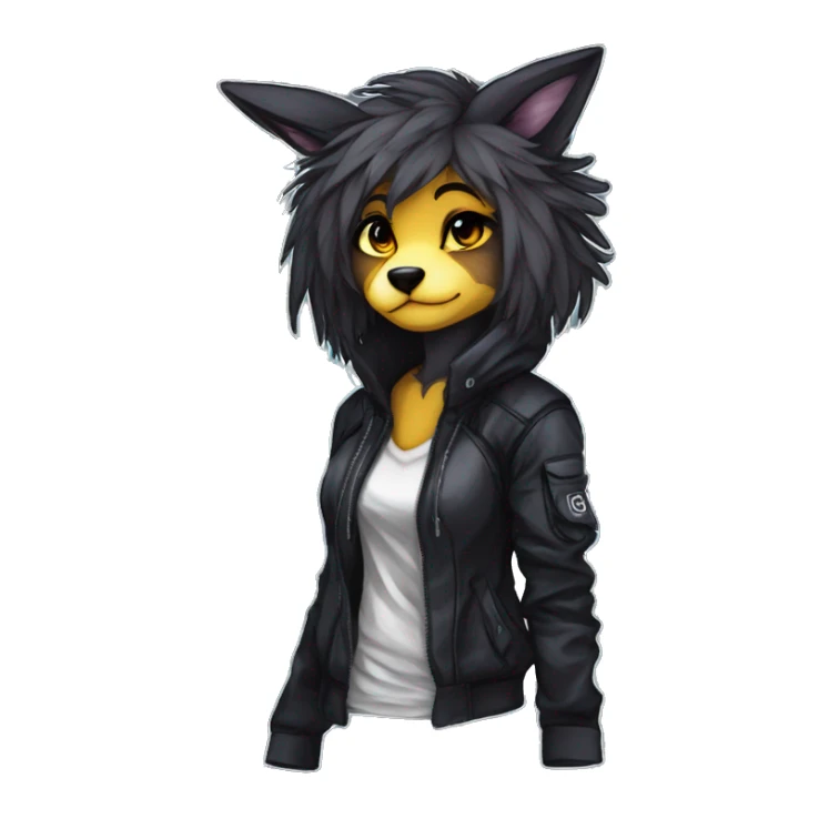Edgy modern techwear anthro furry by Falvie, LiLaiRa, AngieWolf sticker