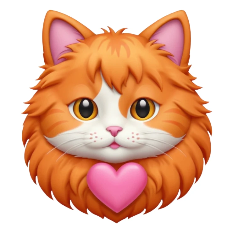 Gato naranja corazón rosa kawaii sticker