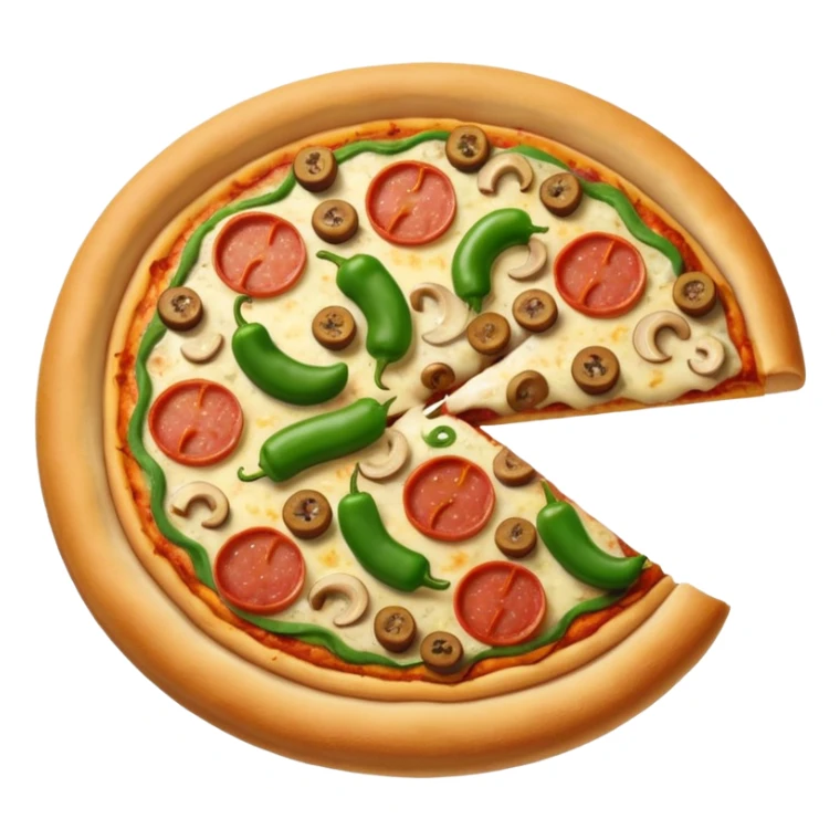pizza with mushroom, green pepper, sausage sticker