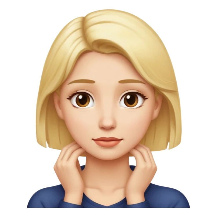 Woman with blonde hair with hands on neck sticker