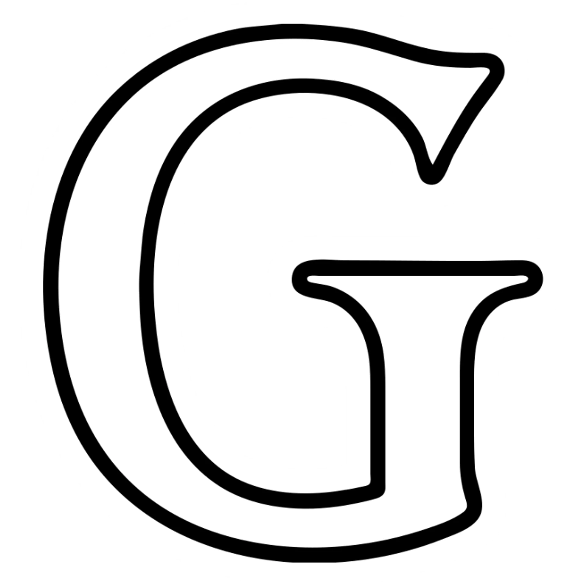 letter G rendered in LifeCraft Font style, modern minimal icon, high contrast sticker