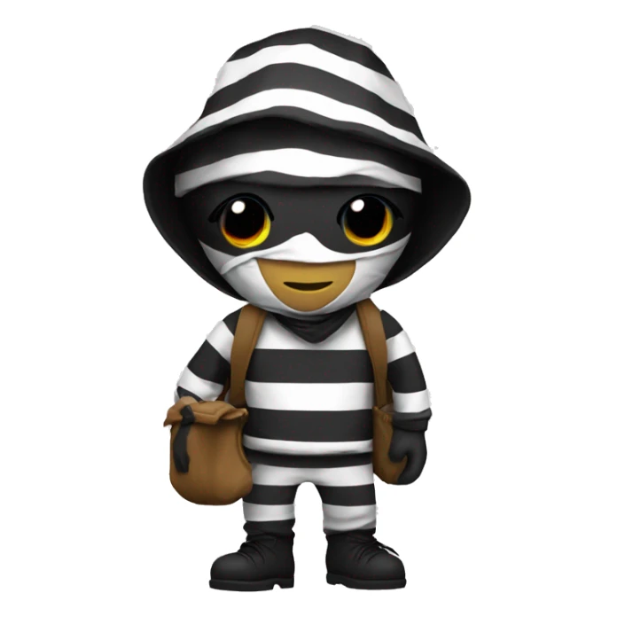 robber emoji , black and white stripped shirt miney bag and mask sticker