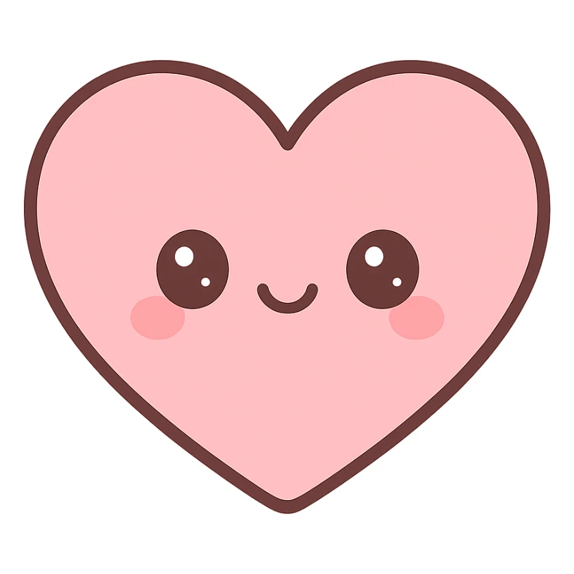 heart, cute with a smiling face kawaii style sticker