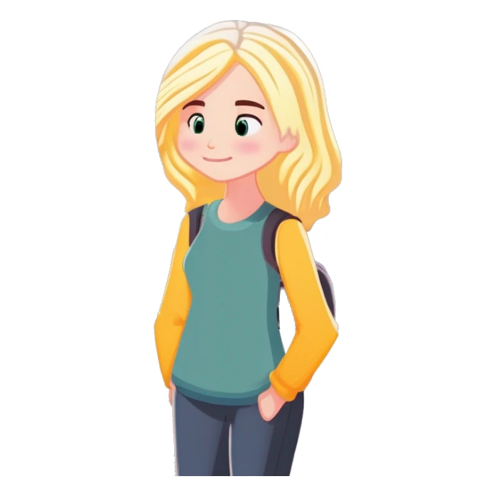 White teen blonde girl standing and thinking sticker