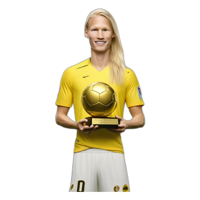 Haaland avec un ballon d'or sticker
