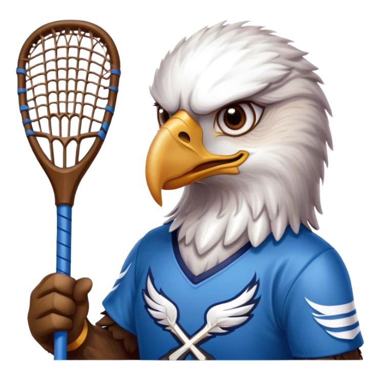 Eagle with lacrosse stick blue jersey sticker