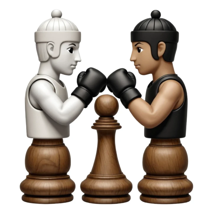 Chess pieces boxing, holding guard and jabbing sticker