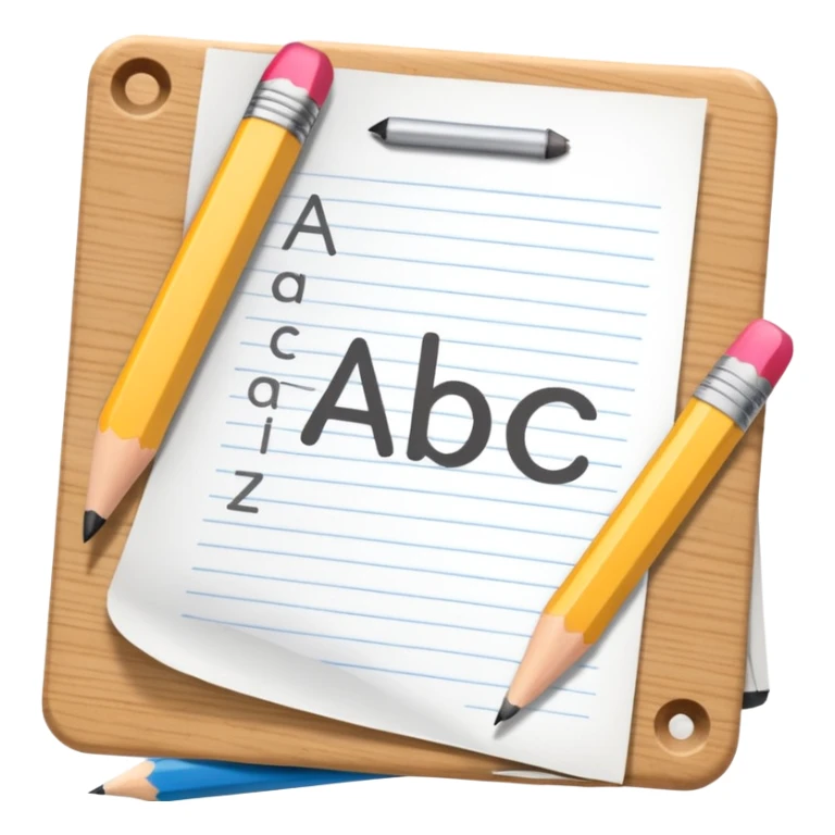 exam paper with “ABC” letters and a pencil sticker