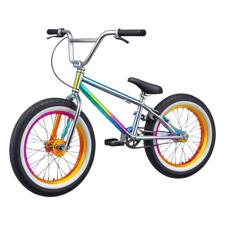 Brightly colored BMX stunt bicycle, clear detailed view, chrome accents, small wheels, freestyle BMX bike design sticker