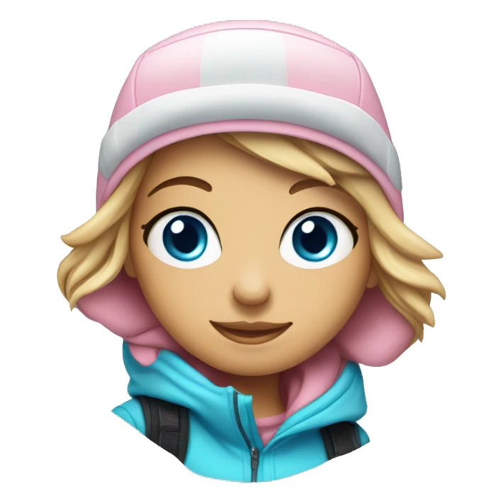Light pink snowboarder girl on sparkle snow blue eyes  sticker