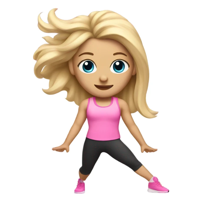 Blonde long hair doing Pilates wearing pink  sticker