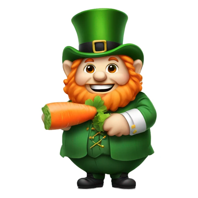 fat irish leprechaun eating a carrot sticker
