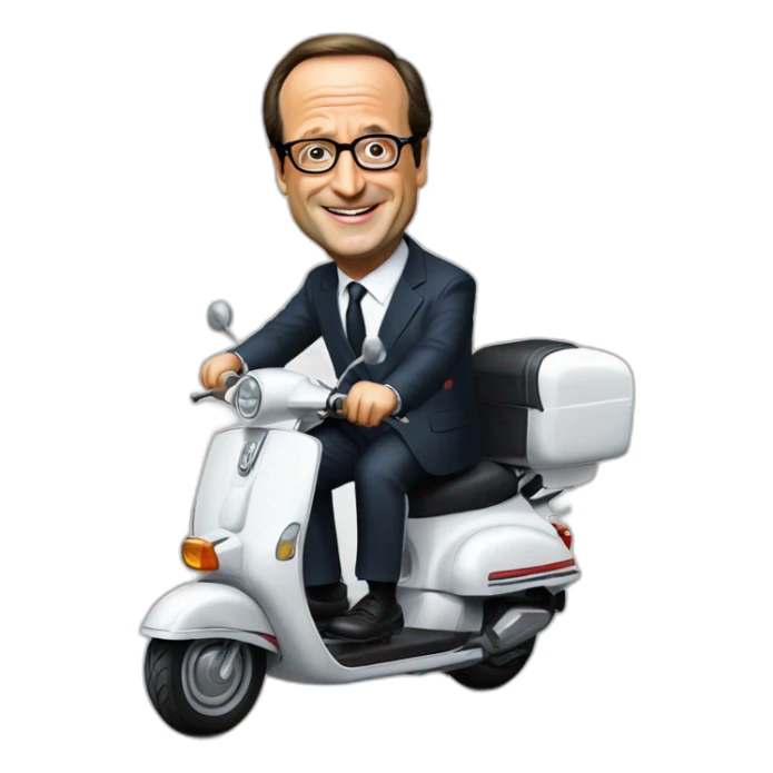 François Hollande sur un scooter sticker