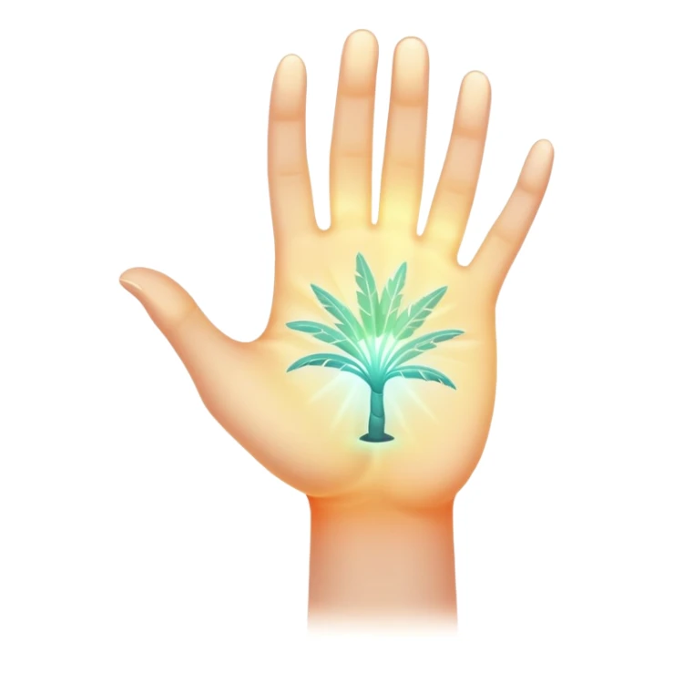 ethereal glowing hand with symbolic palm lines sticker
