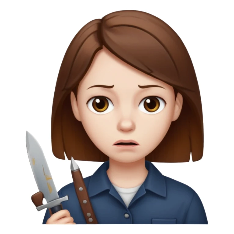 A person with a knife and looks worried  sticker