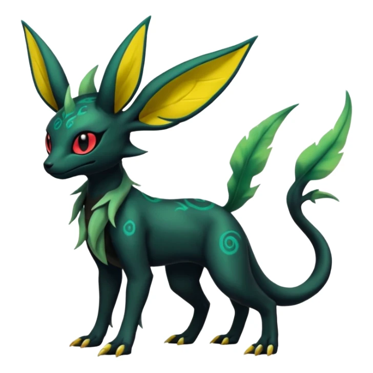 Dark Edgy Salandit-Leafeon-Umbreon-Fakémon-hybrid-creature (full body)  sticker