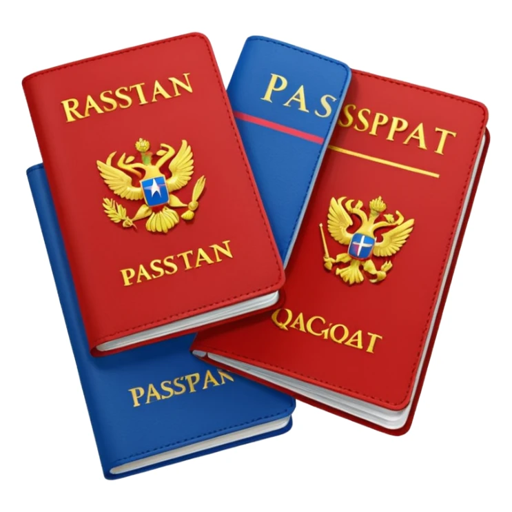 two passports, Russian and Qazaqstan sticker