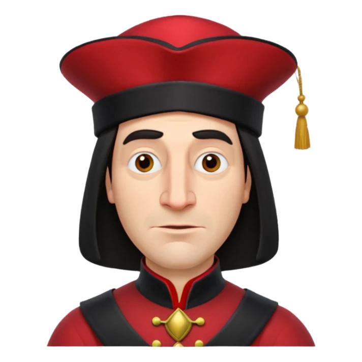 lord farquad avec un chapeau rouge plat sur le dessus sticker