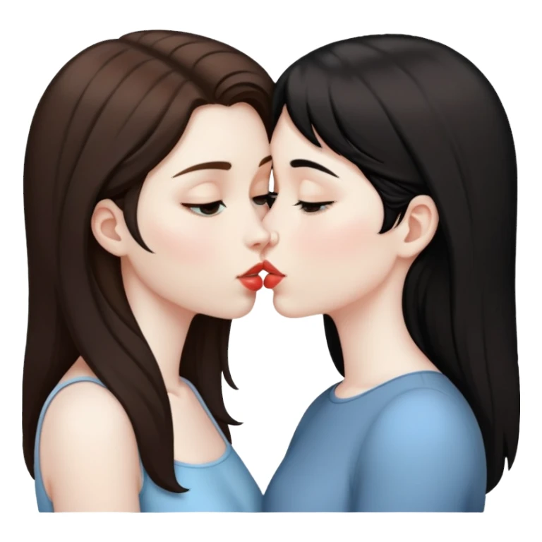 Brown haired girl with black haired pale people kissing sticker