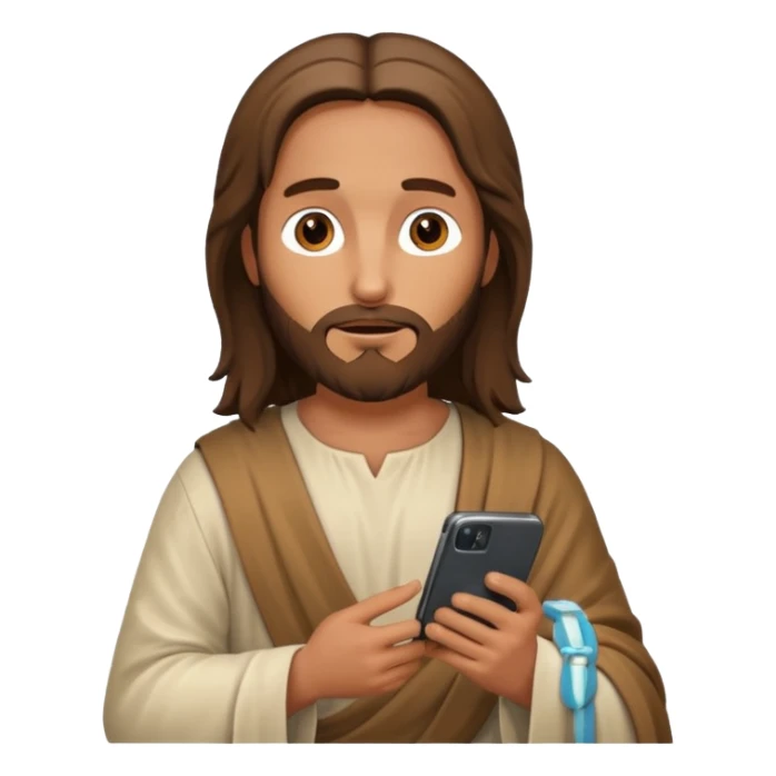 Jésus sur son téléphonesur son téléphone en train de le regarder sticker