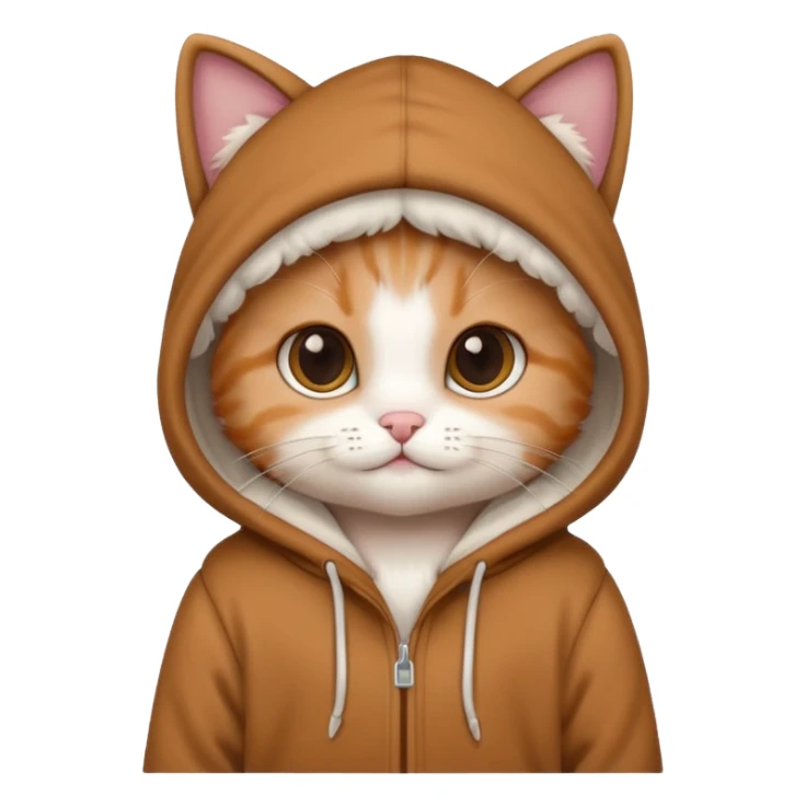 Cute Baby cat, white Colored, wearing a brown hoodie  sticker