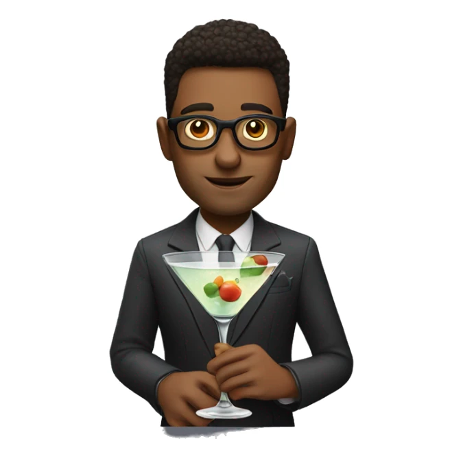 Gay guy holding a martini with big glasses and likes roaches sticker