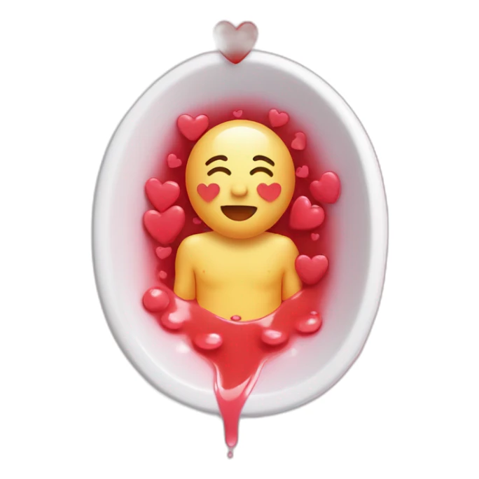 Melting face in a bath of hearts sticker