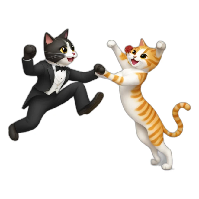 pareja de gatos tangueros bailando sticker