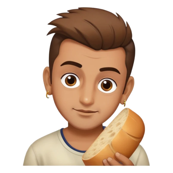 A boy with hair like sanjay dutt and earrings and good bread sticker