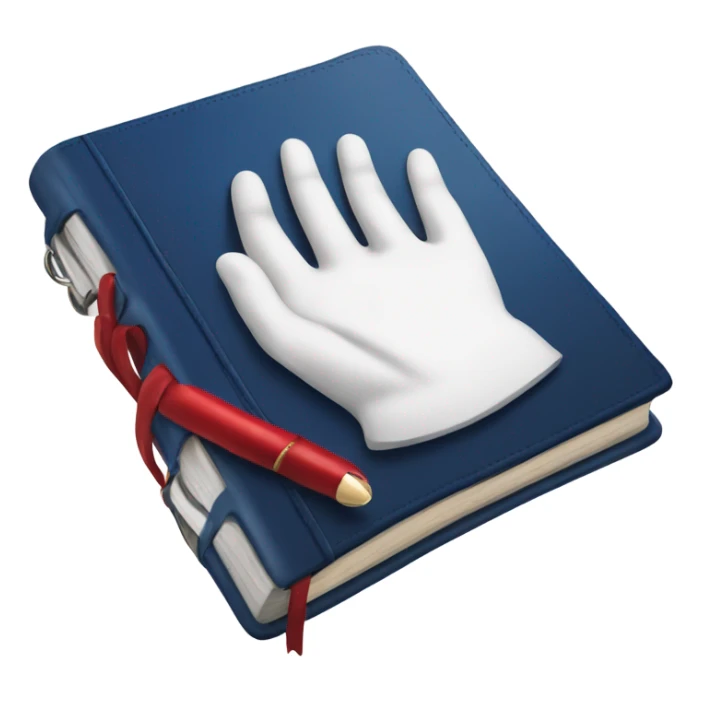 a hand with a red manicure holds a dark blue diary sticker