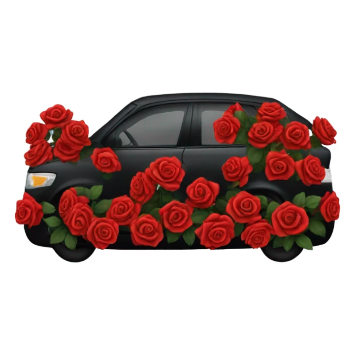 black open car trunk with red roses left in it sticker