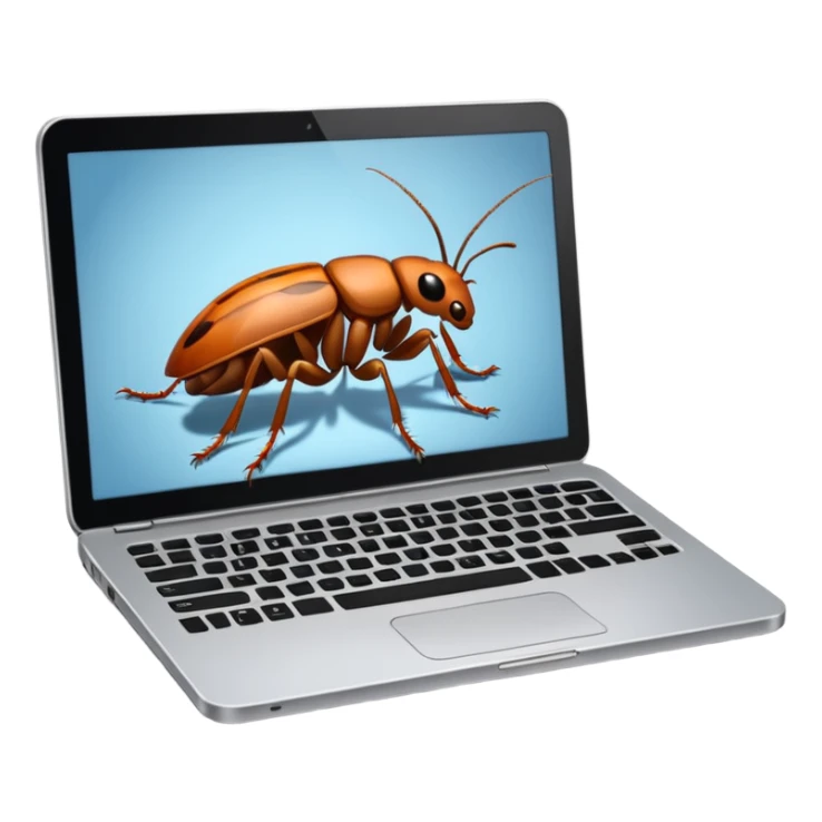 an open laptop with cockroaches crawling on it sticker