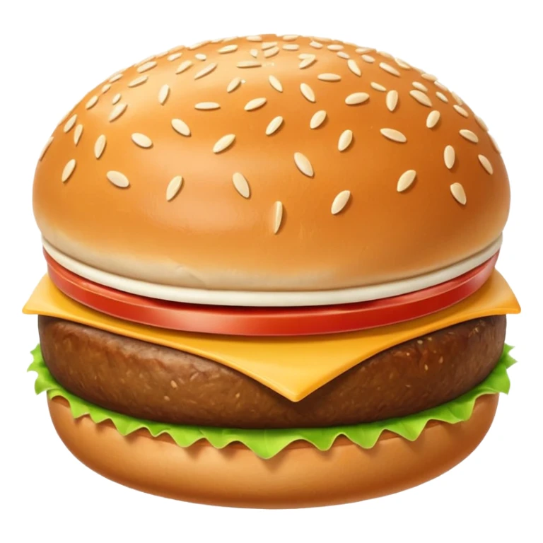 hamburger bun, golden-brown domed top with white sesame seeds, soft pillowy base, clean edge, no filling or extras, soft lighting, emoji scale sticker
