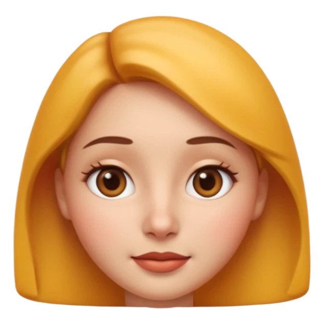 Ultra high quality 3D emoji style female avatar, Apple emoji inspired, smooth realistic 3D render.
Young woman with symmetrical cute face, soft rounded cheeks, small nose, glossy lips, big expressive brown eyes with subtle shine. sticker