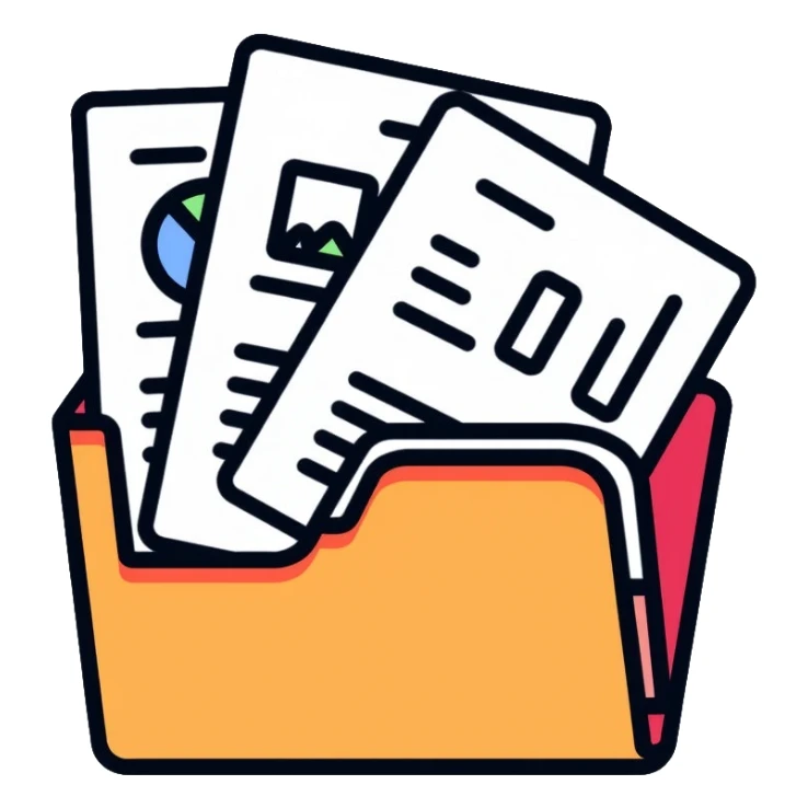 Portfolio folder with resume and charts sticker