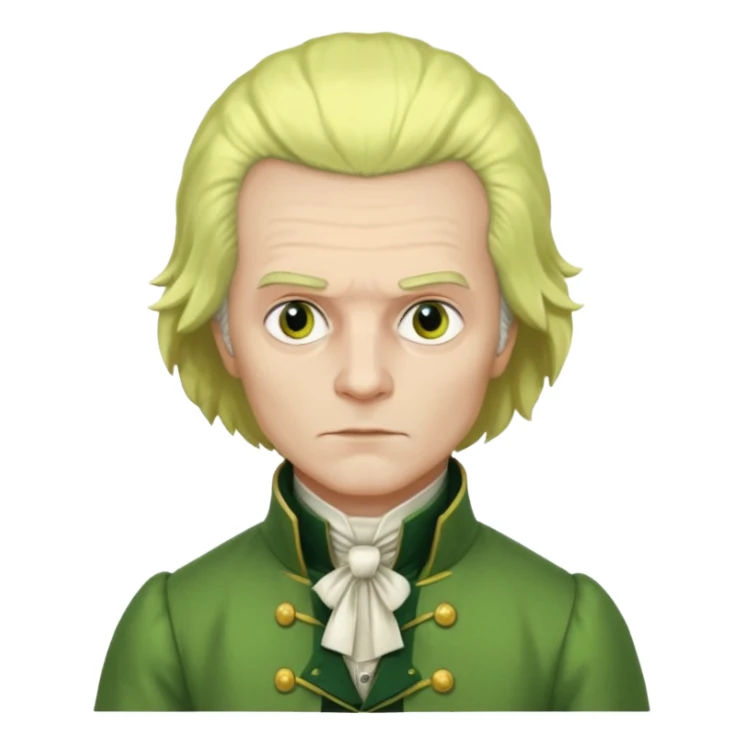 Maximilien Robespierre in a green and yellow gown sticker