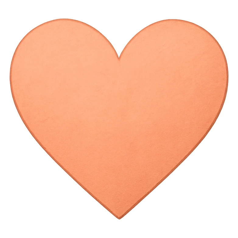 heart with a bright peach color, digital illustration, no background sticker