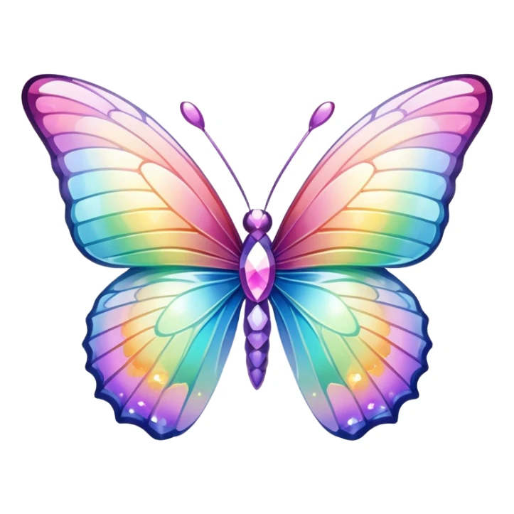 Sparkly Pastel rainbow-gradient iridescent crystal butterfly sticker