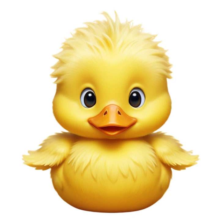 Cinematic Comical Yellow Baby Duck Portrait Emoji, Head tilted dramatically with an exaggeratedly amused expression, featuring a striking, fluffy yellow downy coat with a tiny quirky beak, wide, expressive eyes filled with playful disbelief, Simplified yet hilariously expressive features, highly detailed, glowing with a slightly sassy glow, high shine, dramatic yet playful, stylized with an air of cheeky mischief, bright and endearing, soft glowing outline, capturing the essence of a spirited and over-the-top duckling, so meme-worthy it feels like it could peep its way into internet fame instantly! sticker
