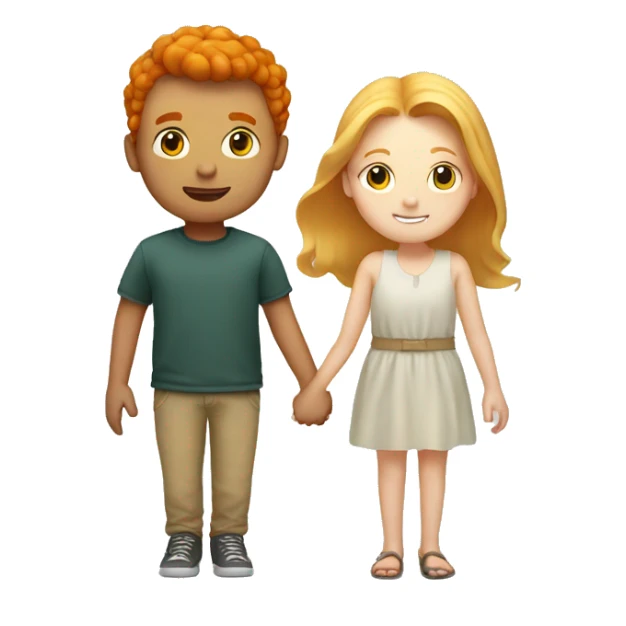 Ginger boy and blonde girl holding hands sticker