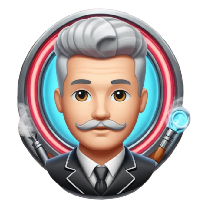 pay attention only to the image. ignore the text. for the logo/image create a mixture of classic 50s/60s barber feel that youd get from a barber bar. But then add that modern, hyperreastic, futuristic, neon, smoke, bricks, and more to create an epic logo that men in their 30s will really connect to sticker