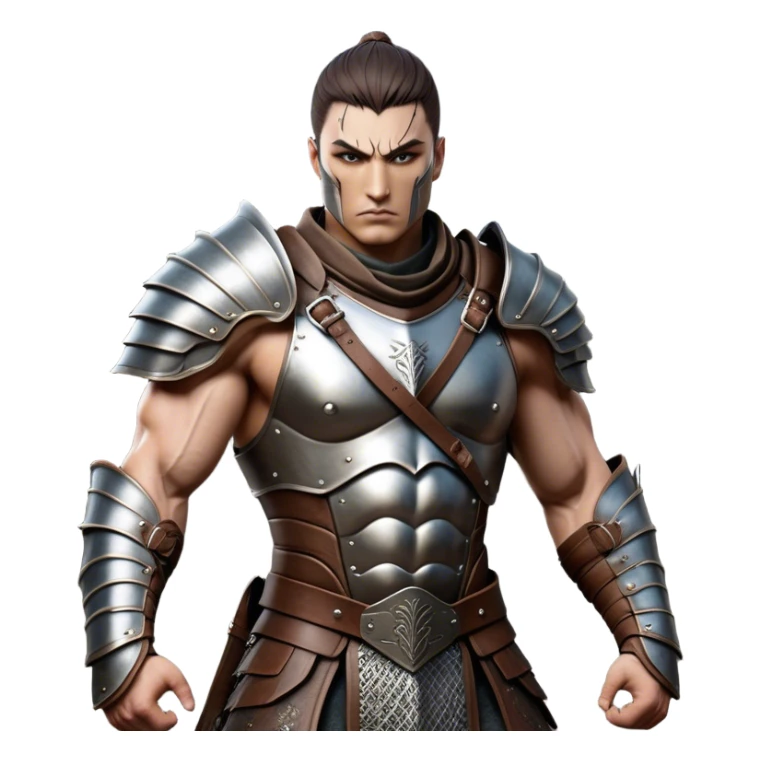 Cinematic Realistic WoW Human Warrior Portrait, captured in a dynamic, battle-ready stance, muscles defined beneath intricately detailed steel armor accented with rich leather. His chiseled visage and determined gaze are rendered with lifelike texture and dynamic natural lighting, high shine, evoking the fierce, relentless spirit of a human warrior in the midst of combat. sticker