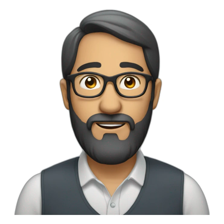 A 51 years man wearing glasses with a black beard with a round face speaking Arabic  sticker